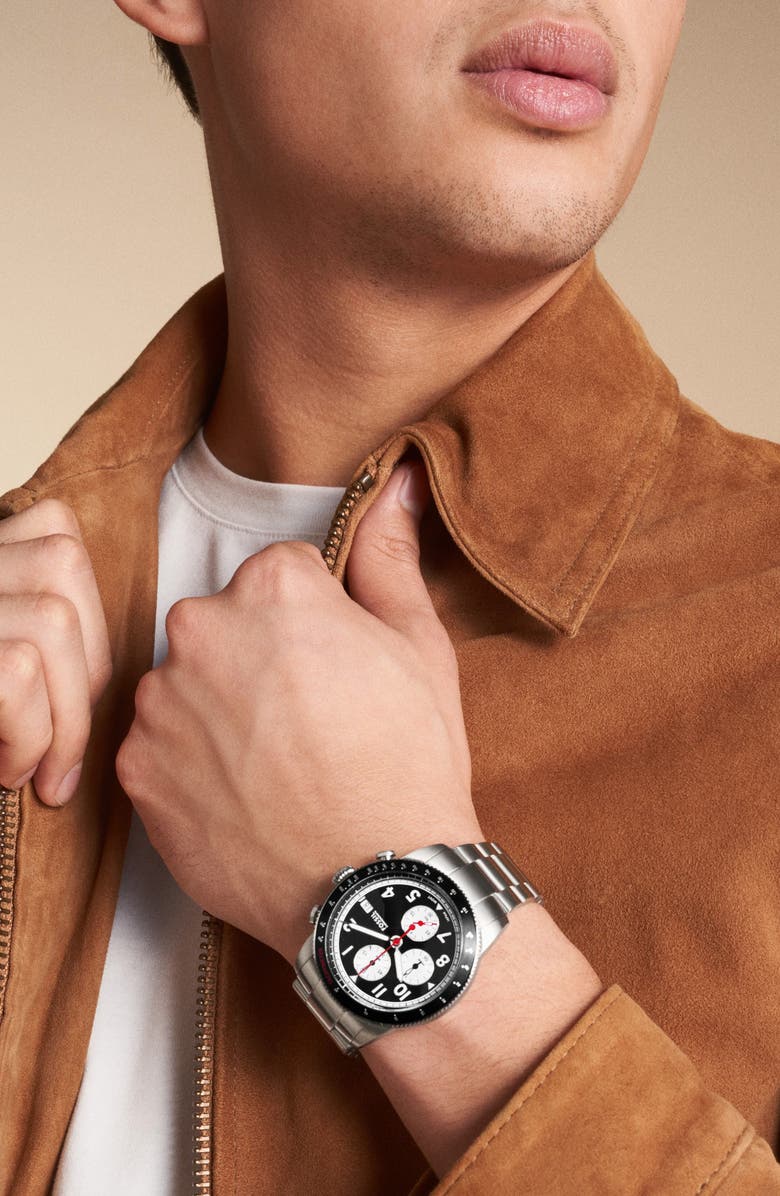 Fossil Sport Tourer Bracelet Chronograph Watch, 42mm, Alternate, color, Silver/Black