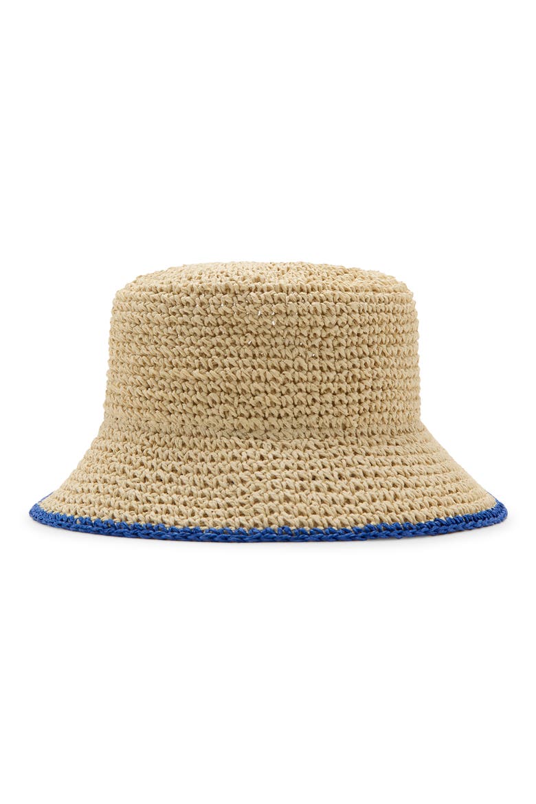 Straw Bucket Hat, Main, color, BLUE