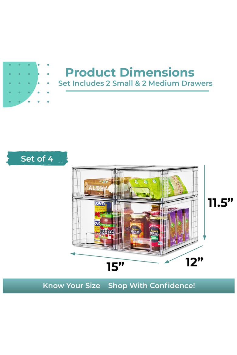 4-Piece Stackable Storage Drawers, Alternate, color, NO COLOR