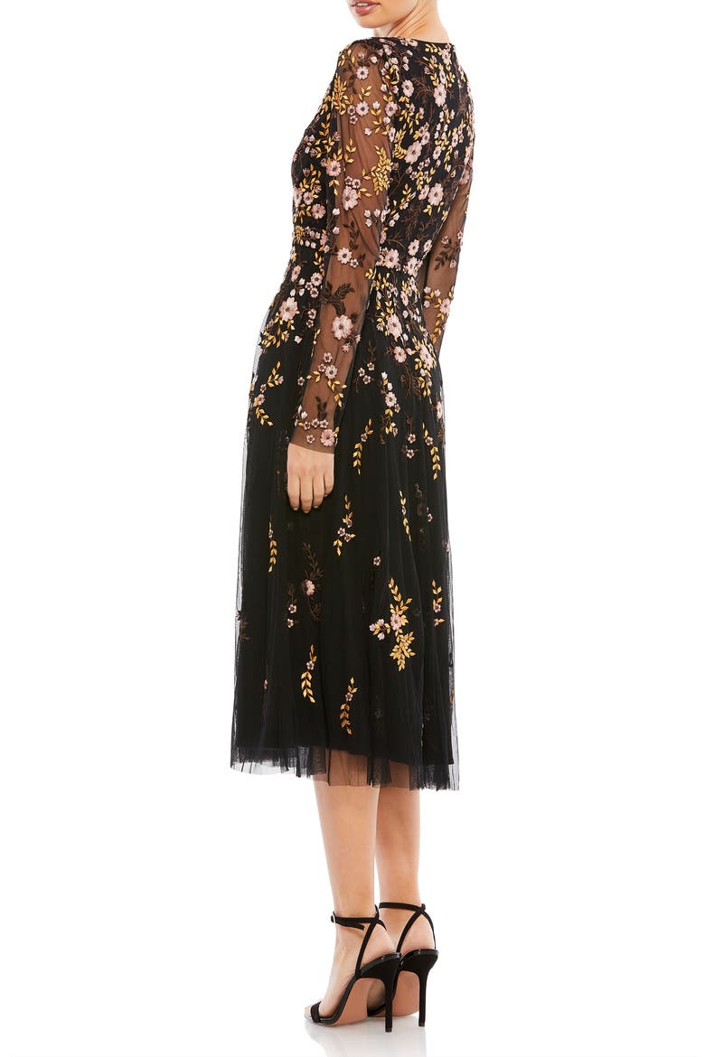 Women's Floral Embroidered A-Line Cocktail Dress, Alternate, color, Black Multi