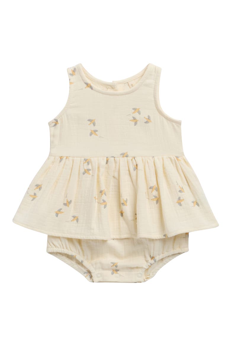 Skirted Organic Cotton Romper, Main, color, IVORY