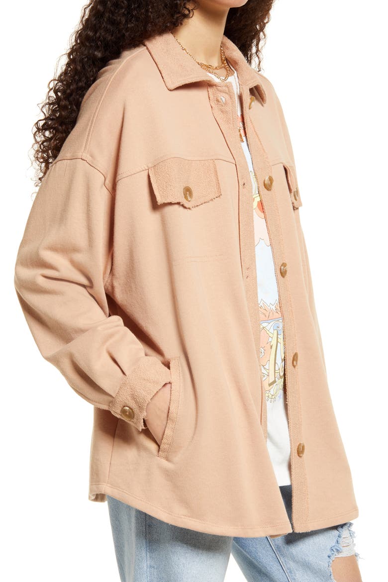 Oversize Cotton Blend Shirt Jacket, Alternate, color, TAN NOUGAT