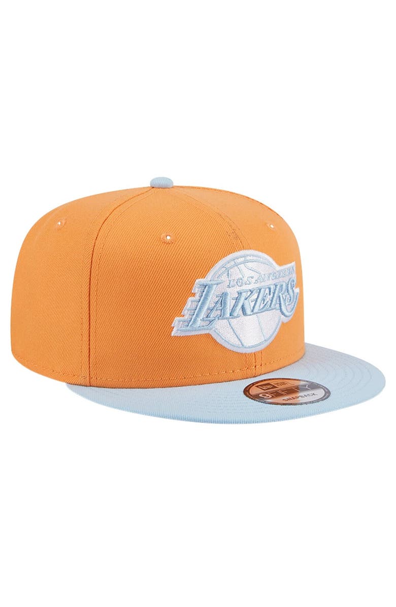 New Era Men's New Era Orange/Light Blue Los Angeles Lakers 2-Tone Color Pack 9FIFTY Snapback Hat, Alternate, color,