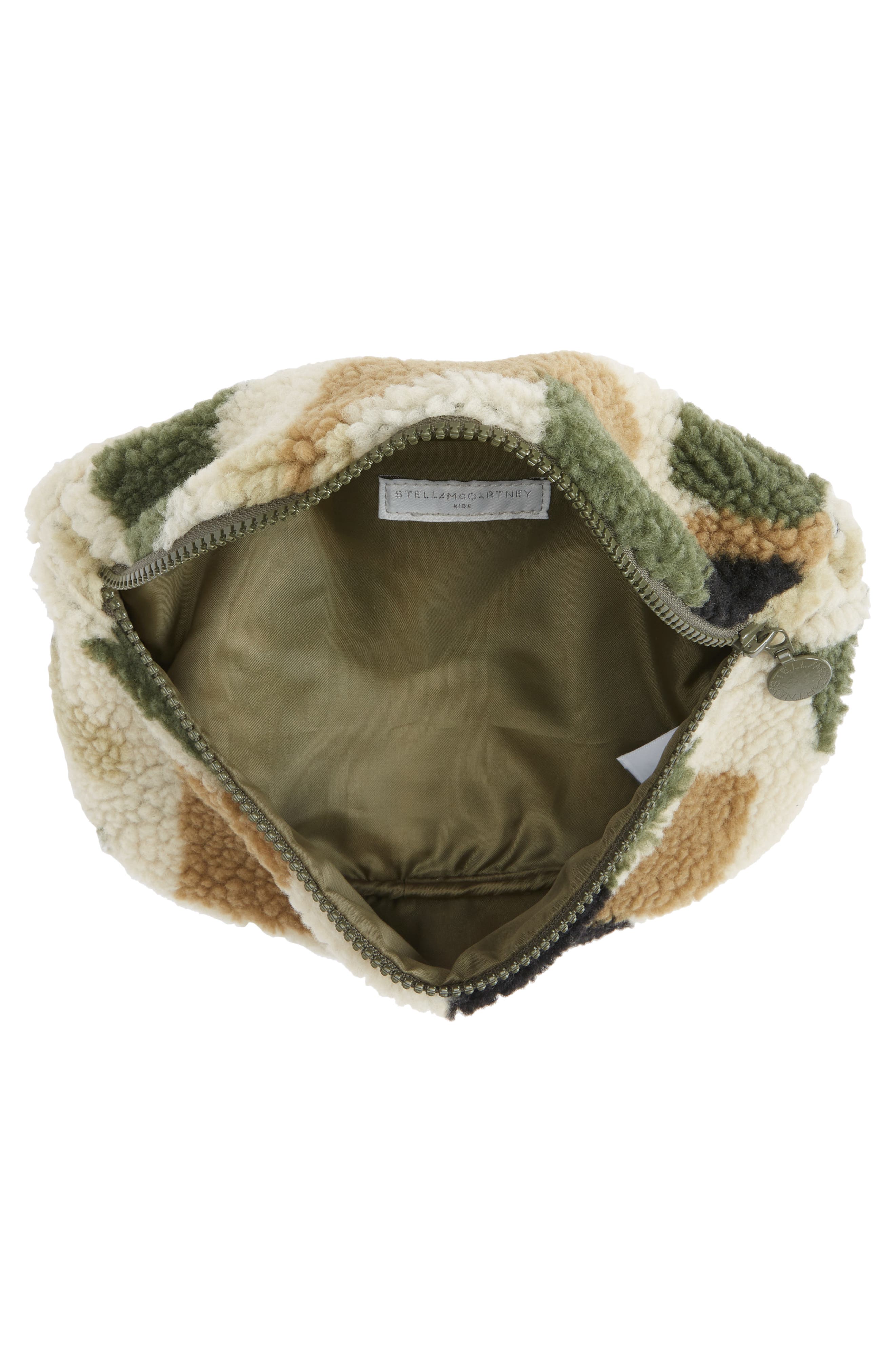 Stella McCartney Kids ' Camo Print Fleece Belt Bag, Alternate, color, 