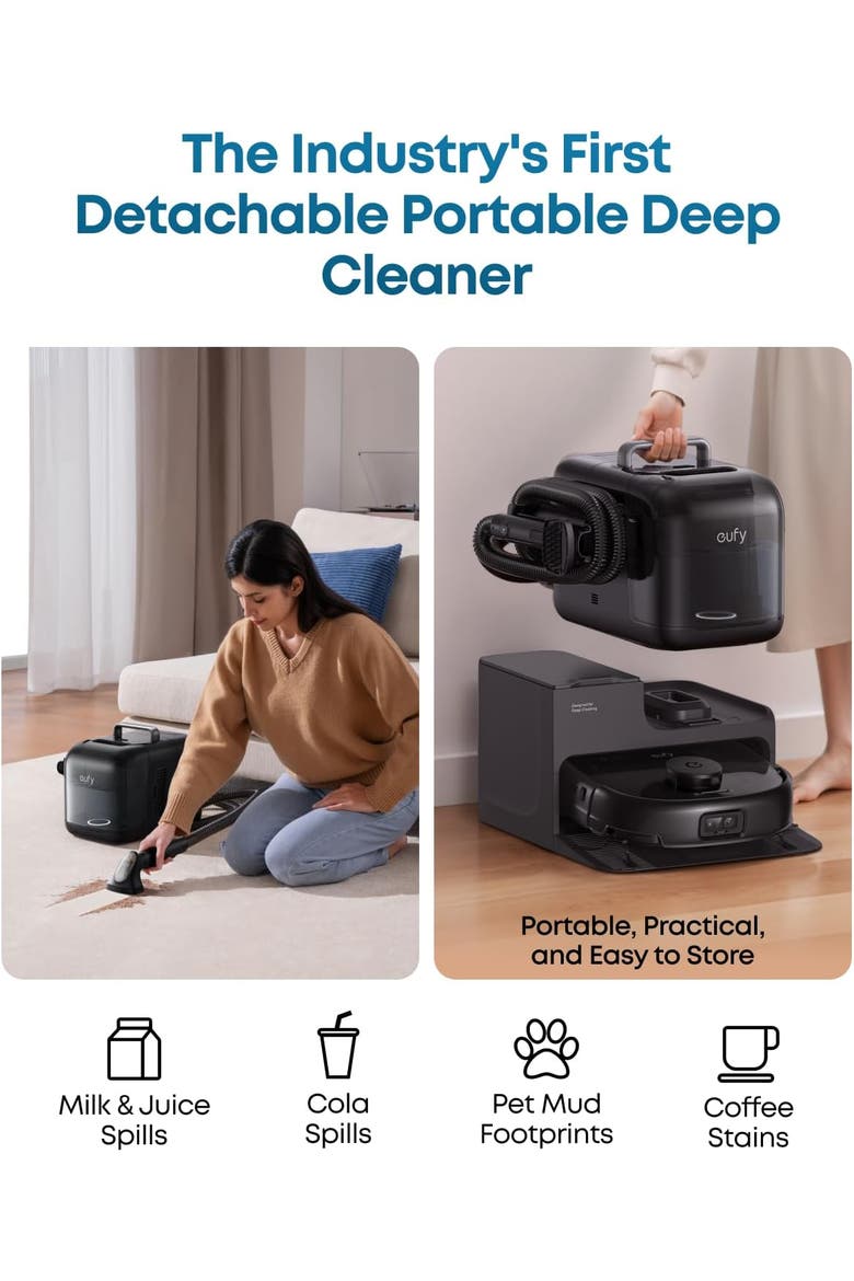 E28 All-in-One Robot Vacuum and Mop Combo with HydroJet Self-Cleaning Roller Mop, Alternate, color, Black