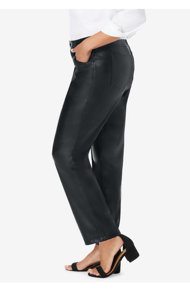 Jessica London Faux Leather Pant, Alternate, color, Black