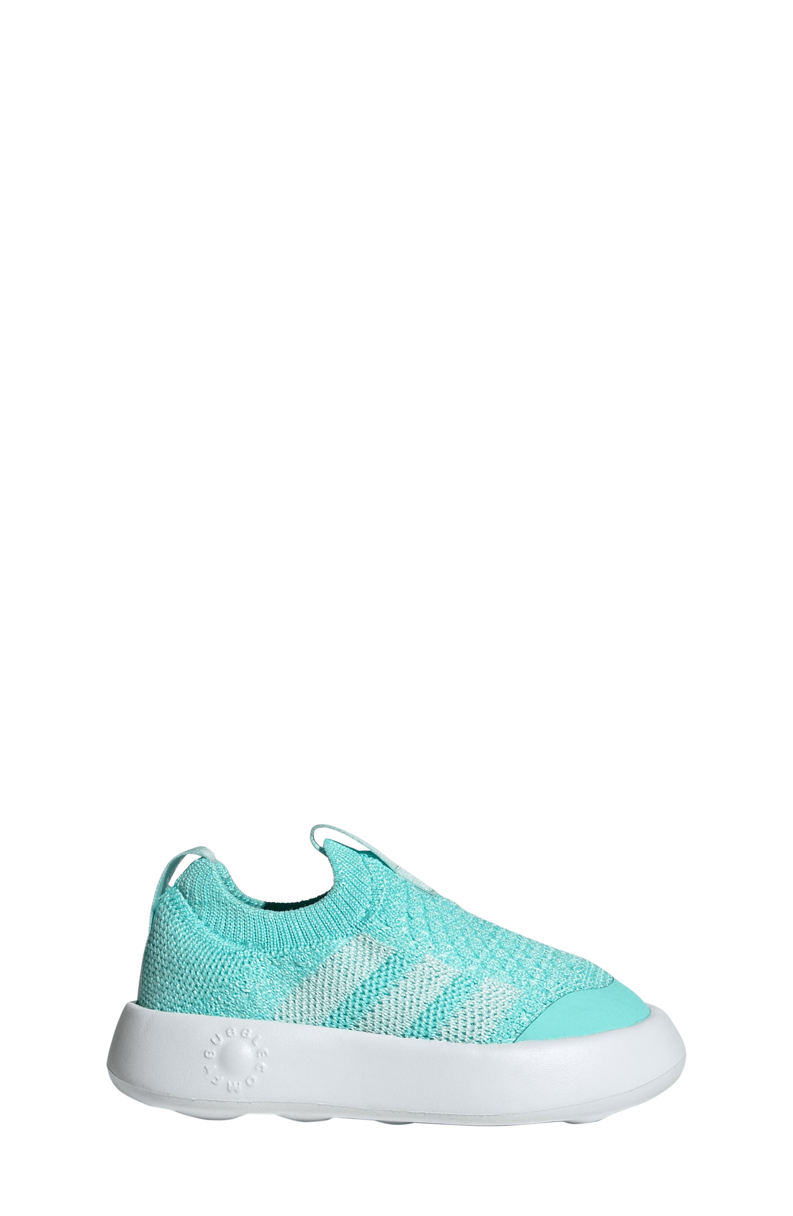 adidas Kids' Bubblecomfy Knit Sneaker, Alternate, color, Flash Aqua/ Footwear White