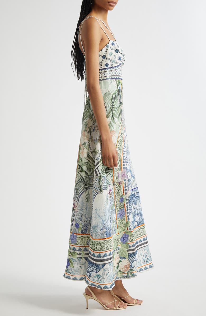 Camilla Strap Detail Linen & Silk Maxi Dress, Alternate, color, Jardim Party