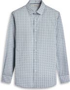 Bugatchi Julian Shaped Fit Quatrefoil Print Stretch Cotton Button-Up Shirt
