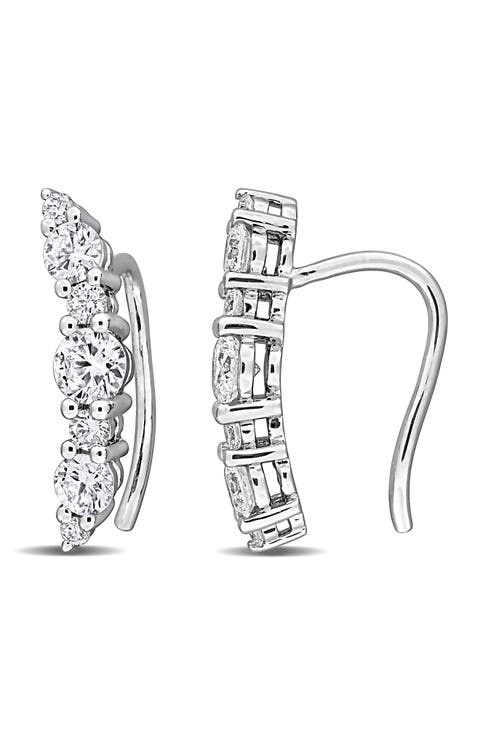 Sterling Silver Lab Grown Diamond Ear Crawlers