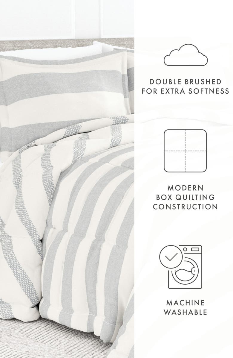 HOMESPUN Premium Down Alternative Distressed Stripe Reversible Comforter Set, Alternate, color, Light Blue