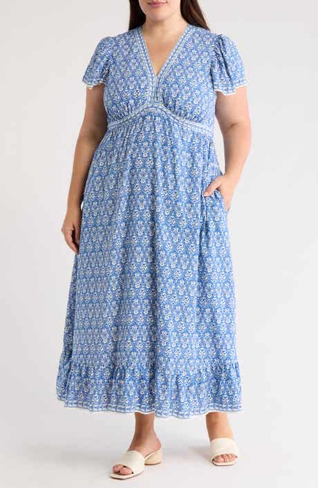 MAX STUDIO Flutter Sleeve V-Neck Dress