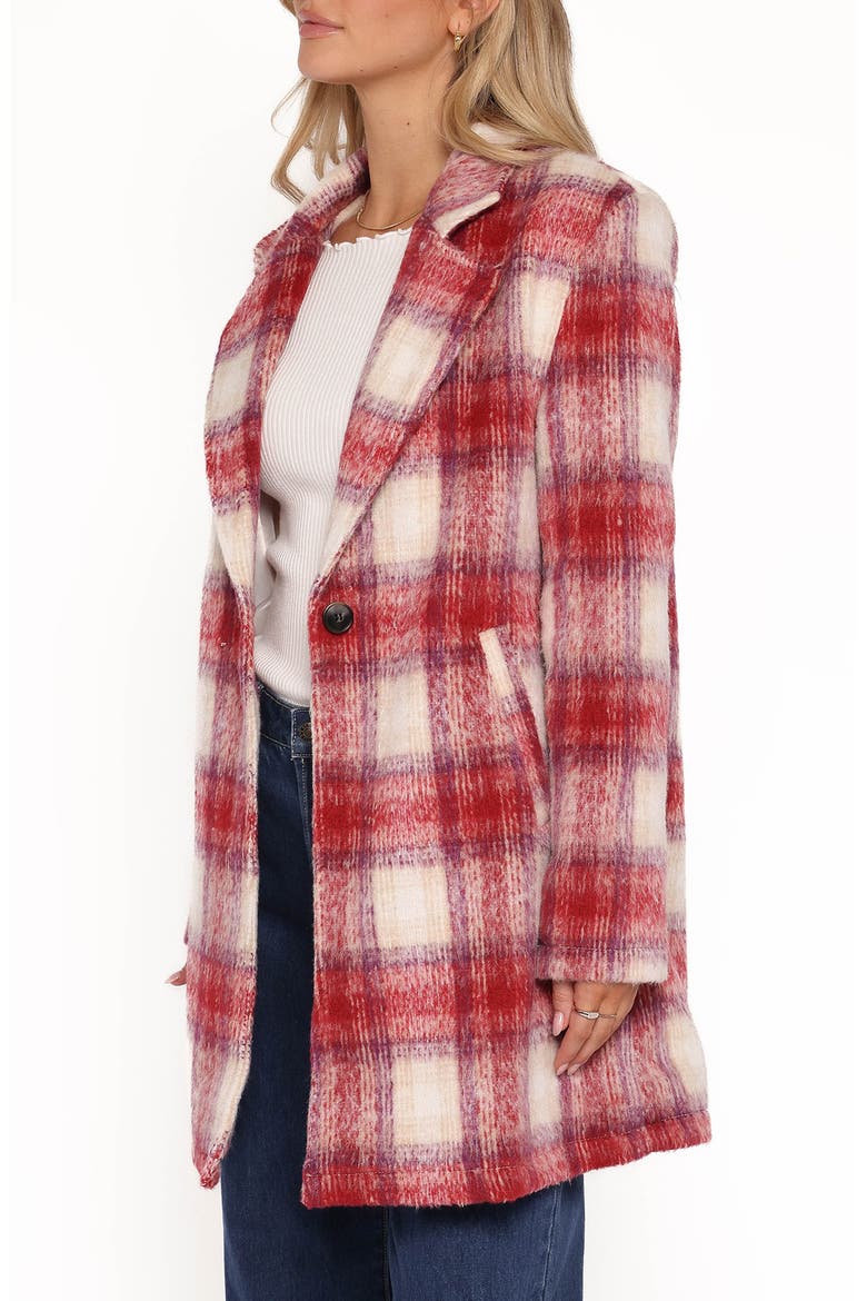 Travistine Longline Plaid Coat, Alternate, color, PINK