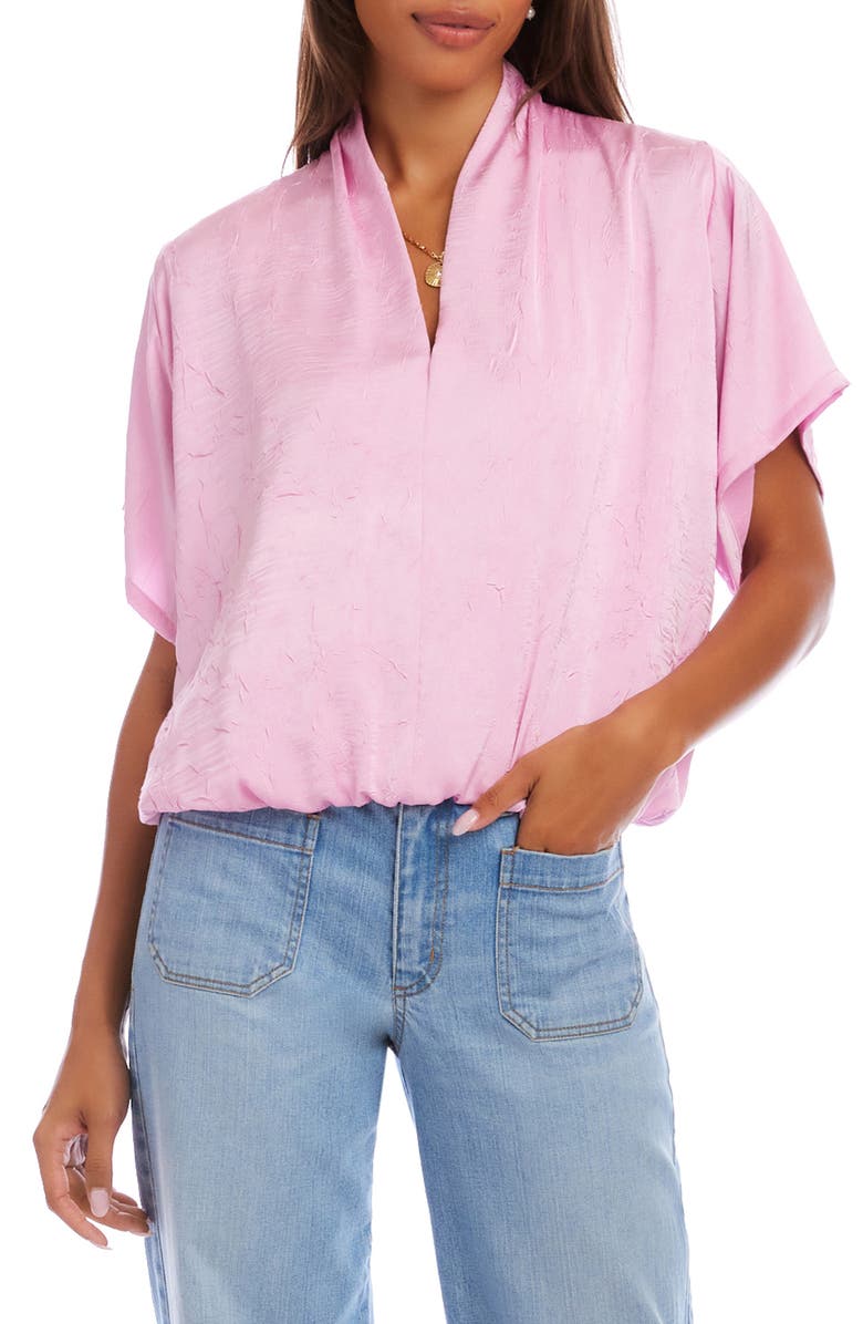 Karen Kane Crushed Satin V-Neck Top, Main, color, Pink