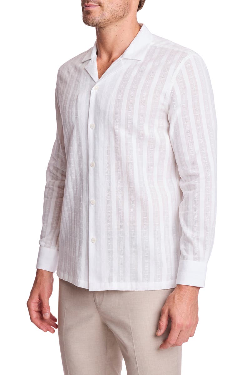 PAISLEY & GRAY Parker Trim Fit Cotton Button-Up Shirt, Alternate, color, White Dobby Stripes