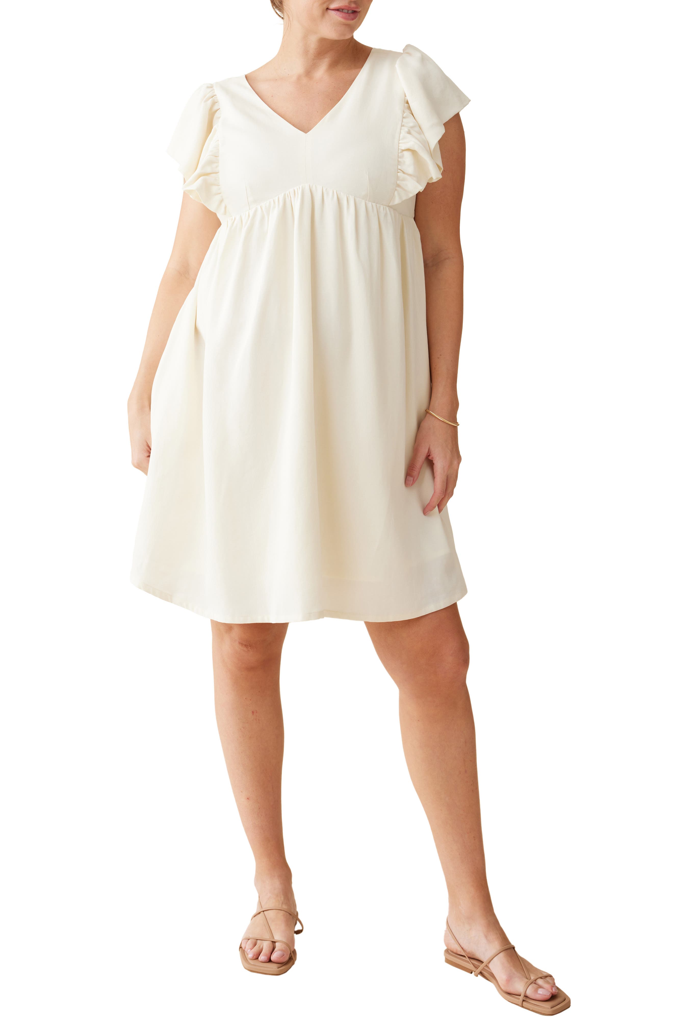 Flutter Sleeve Maternity/Nursing Dress