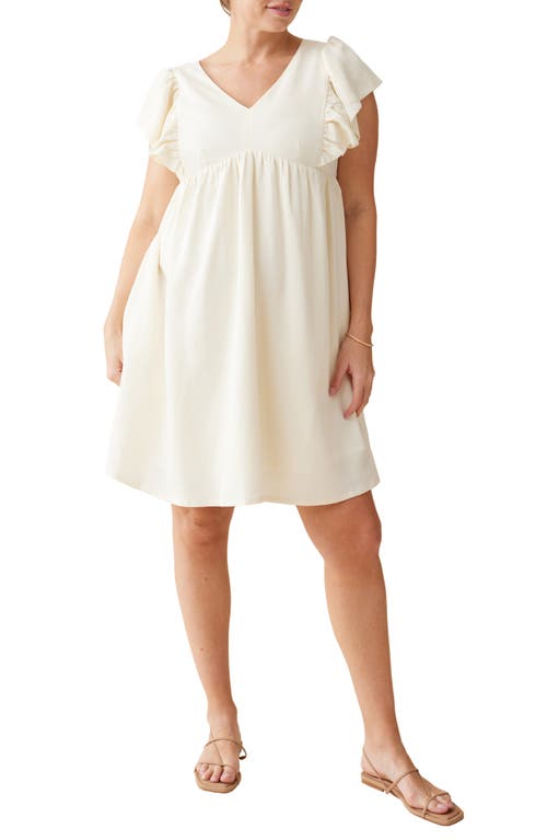 Ingrid & Isabel® Flutter Sleeve Maternity/Nursing Dress in Buttermilk  product