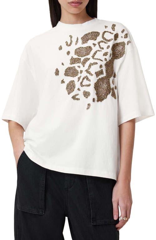 Allsaints Amelie Oversize Embellished Cotton Graphic T-shirt In Optic White