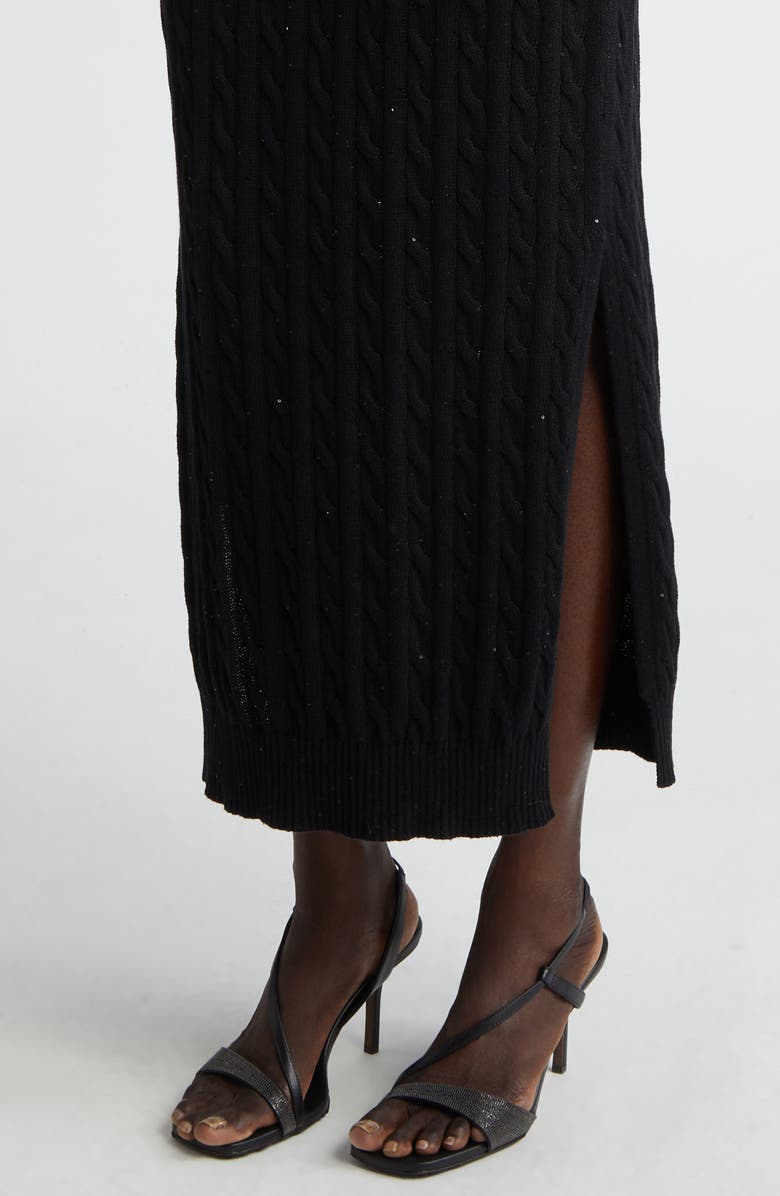 Brunello Cucinelli Sequin Long Sleeve Cable Sweater Dress, Alternate, color, 