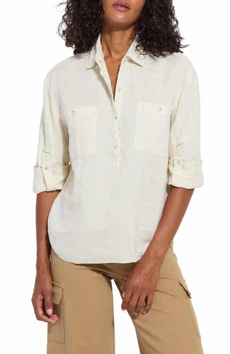 Lysse Rose Roll Tab Linen Utility Shirt