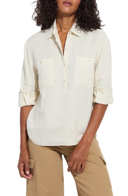 Lyssé Rose Roll Tab Linen Utility Shirt In Ecru