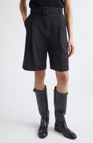 Eleventy Belted Stretch Virgin Wool Shorts