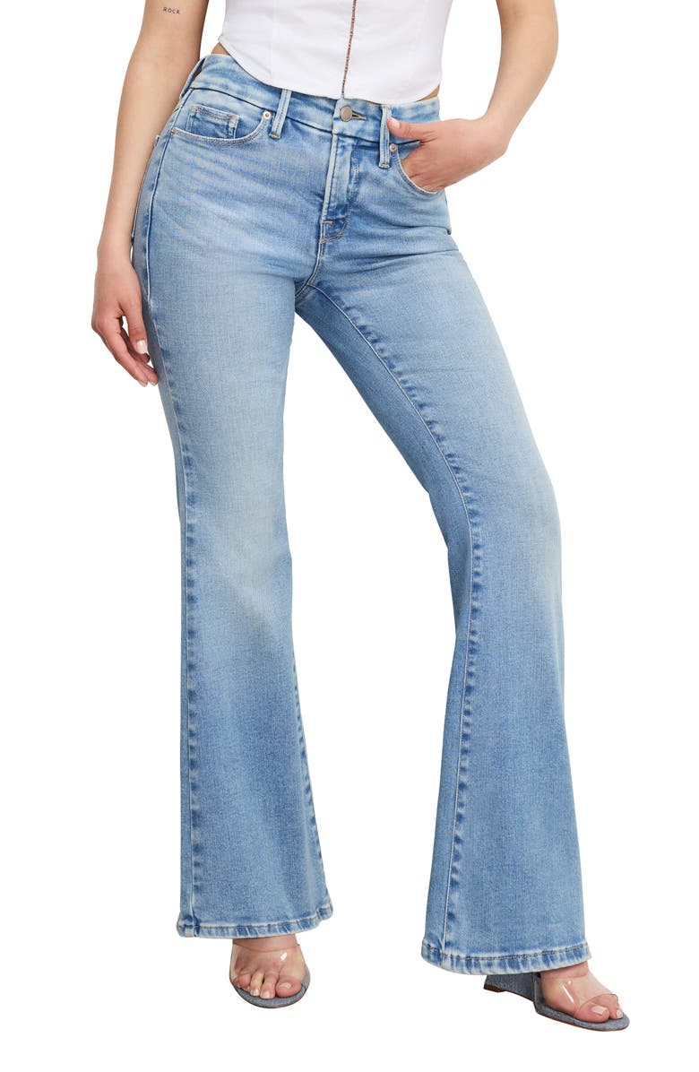 Good American Dolly Joleans Flare Jeans, Main, color, Indigo1019