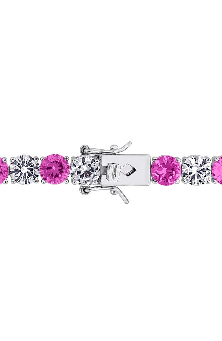 Julianna B. Lab-Created Pink & White Sapphire Tennis Bracelet, Alternate, color, Sterling Silver