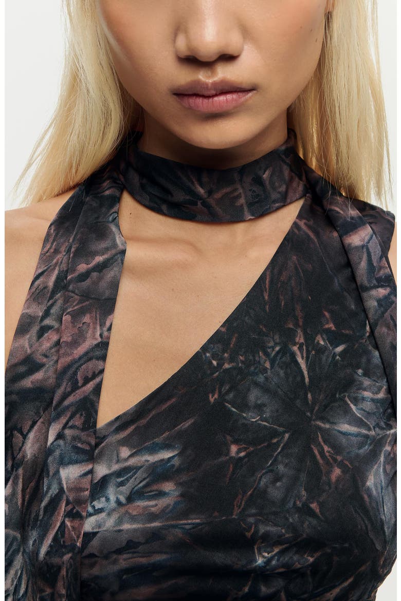 Scarf Neck Sleeveless Top, Alternate, color, BROWN