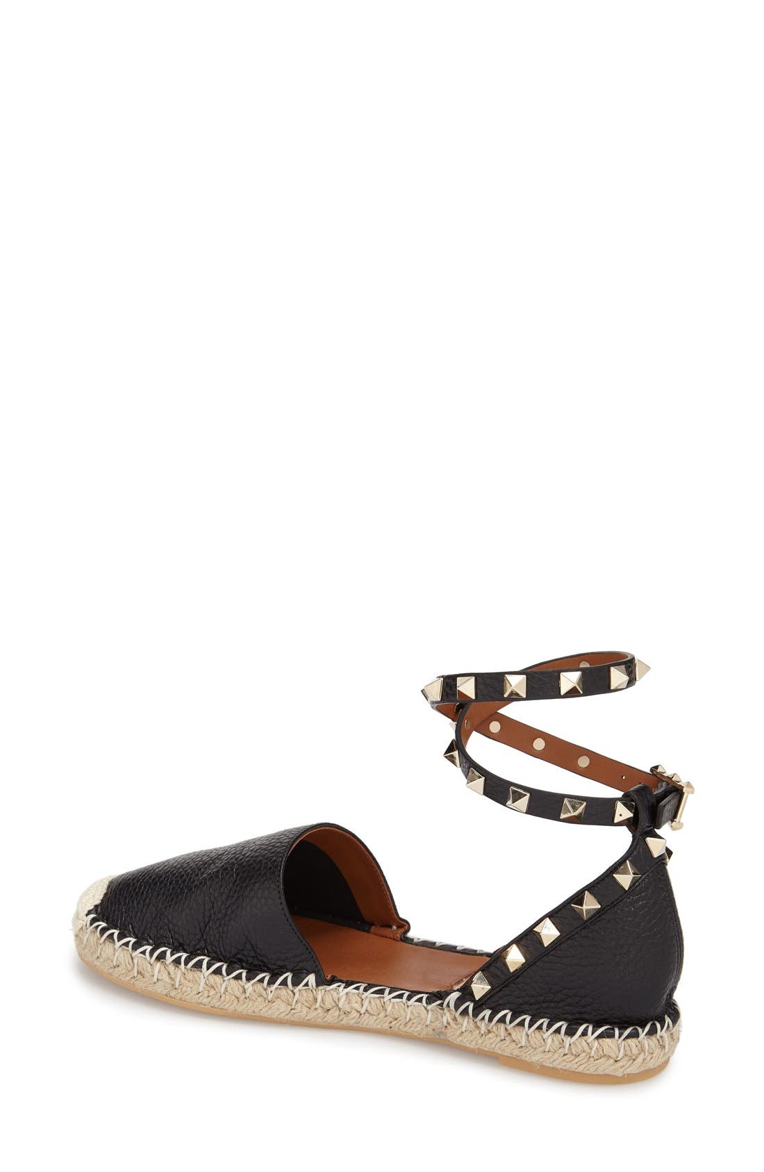 Valentino Garavani 'Rockstud' Ankle Strap Espadrille, Alternate, color, 