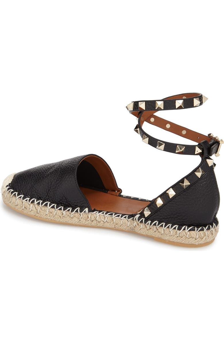 Valentino Garavani 'Rockstud' Ankle Strap Espadrille, Alternate, color,