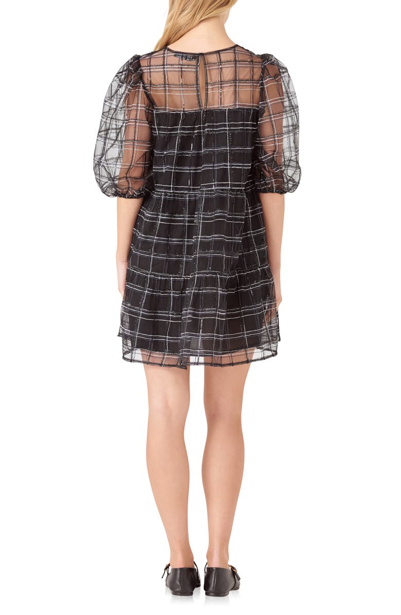 English Factory Puff Sleeve Minidress, Alternate, color, Black