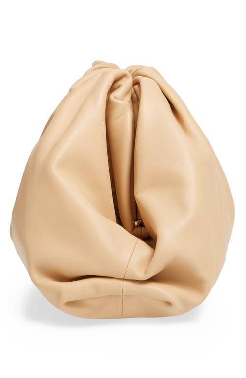 Bottega Veneta The Pouch Leather Clutch In Almond/gold