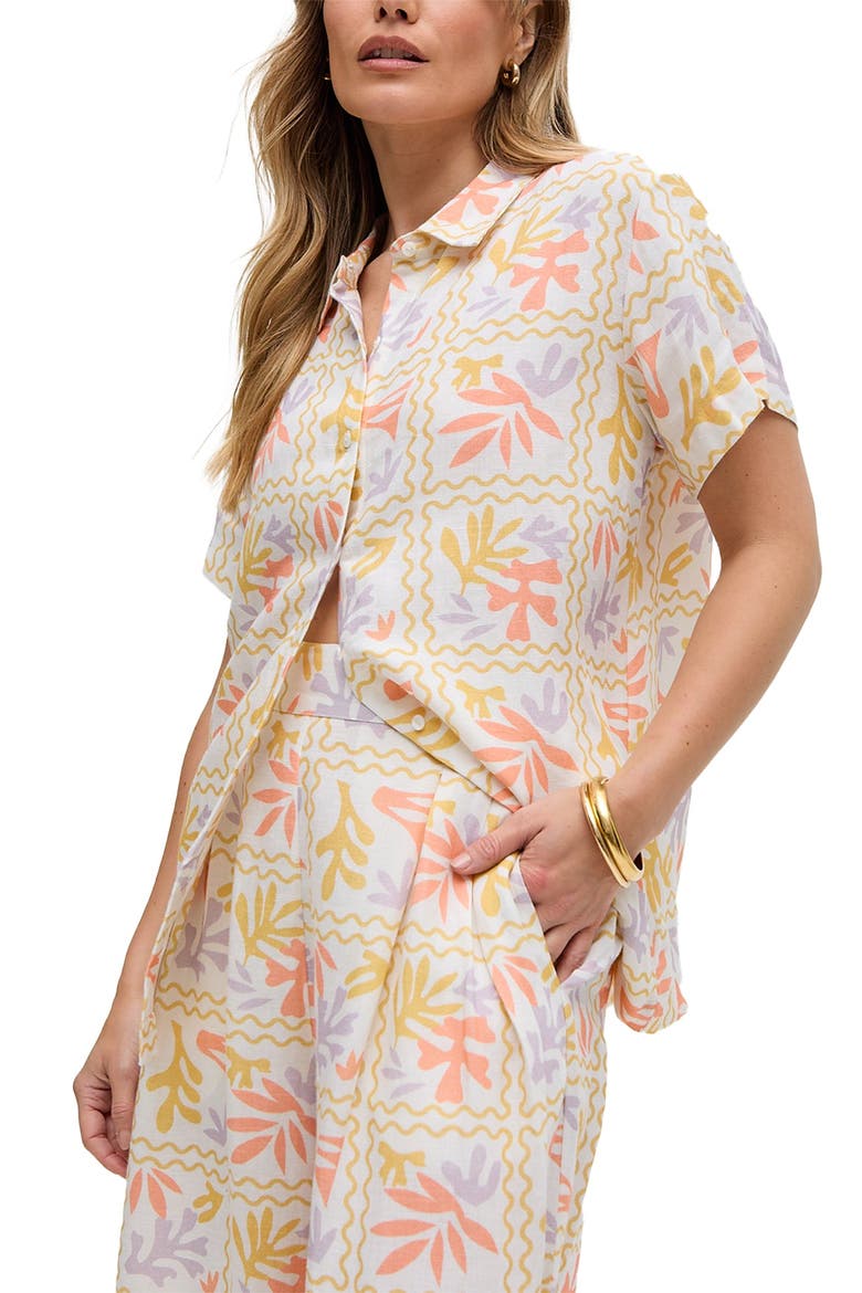 Matisse Button Down Patchwork Floral Print Shirt, Alternate, color, Multi