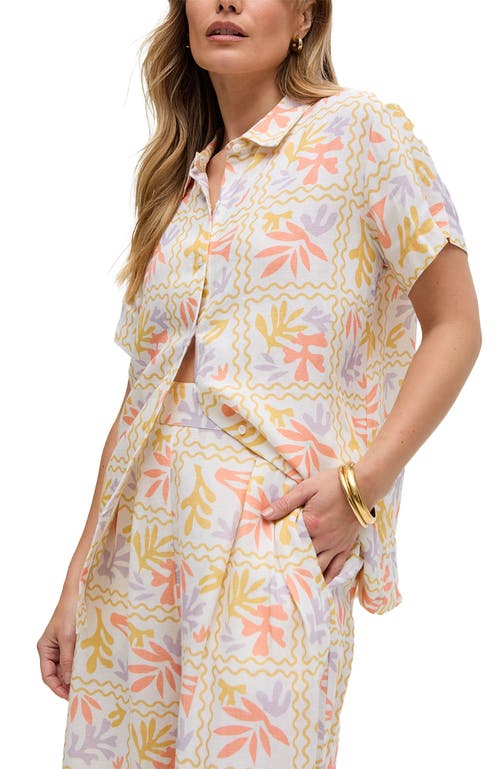 Raffya Matisse Button Down Patchwork Floral Print Shirt In Multi