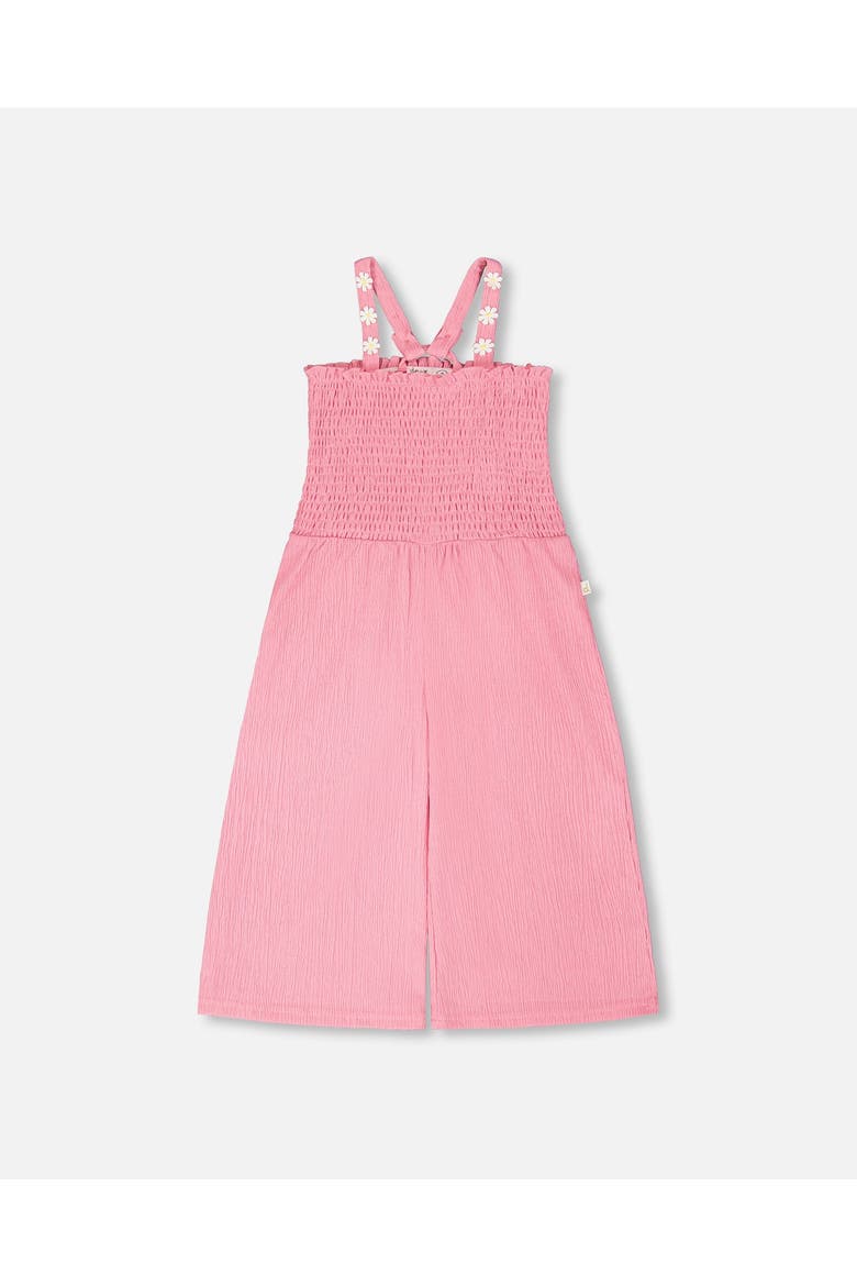 Crinkle Jersey Smocking Sleeveless Jumpsuit, Main, color, Pink