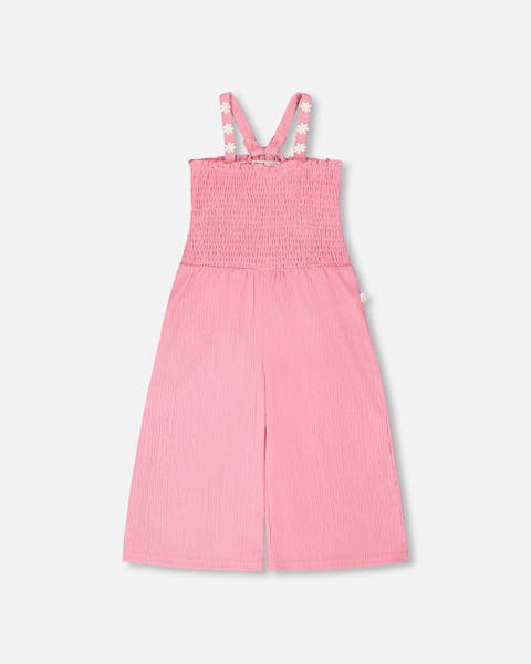 Crinkle Jersey Smocking Sleeveless Jumpsuit (Toddler, Little Kid & Big Kid)