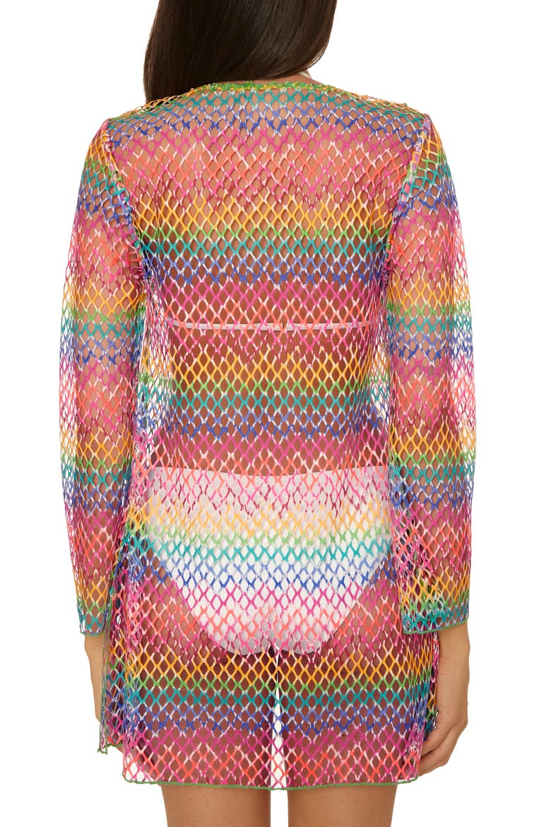 Rio Fishnet Sheer Long Sleeve Cover-Up, Alternate, color, PNK MULTI