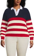 Lands' End Drifter Rugby with Woven Collar Sweater