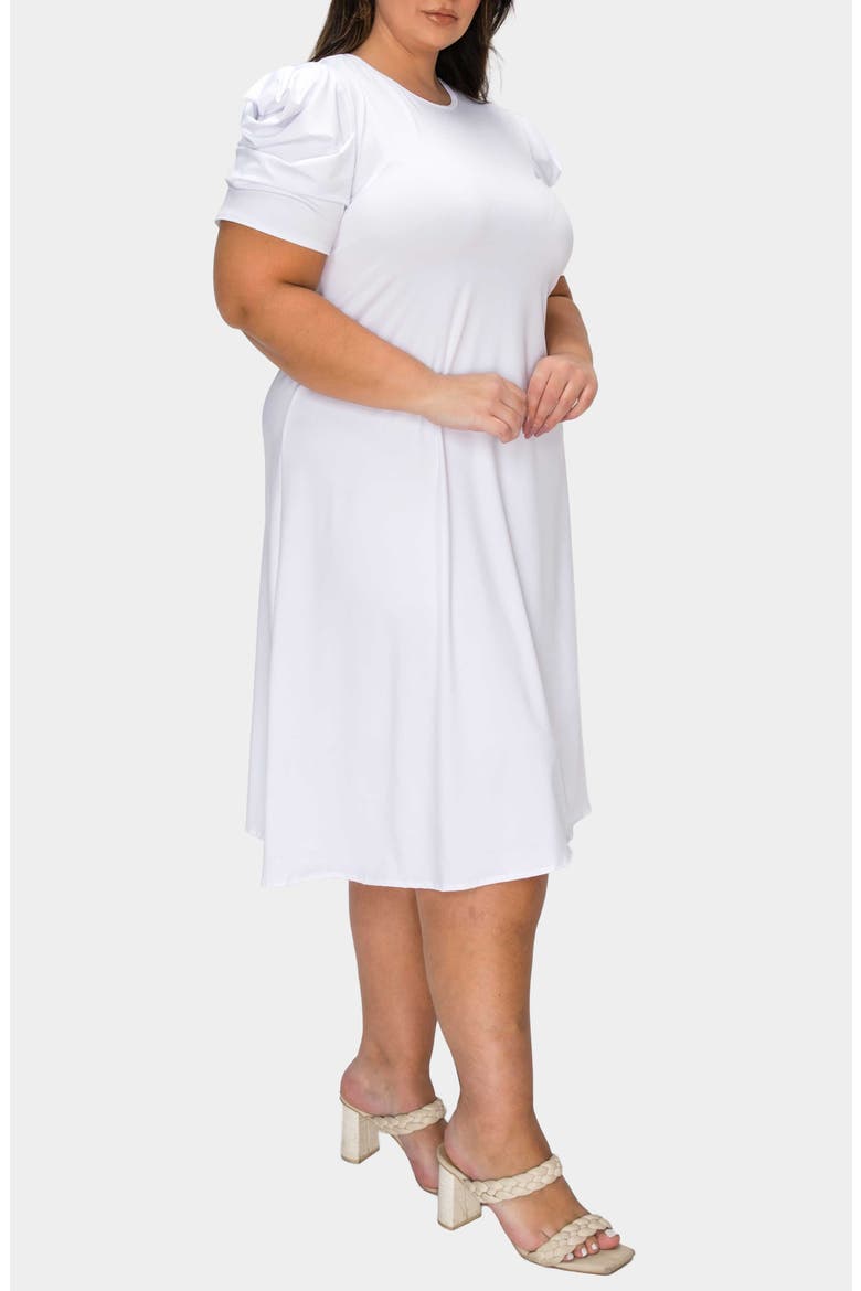 Aleyna Puff Sleeve A-Line Dress, Alternate, color, WHITE