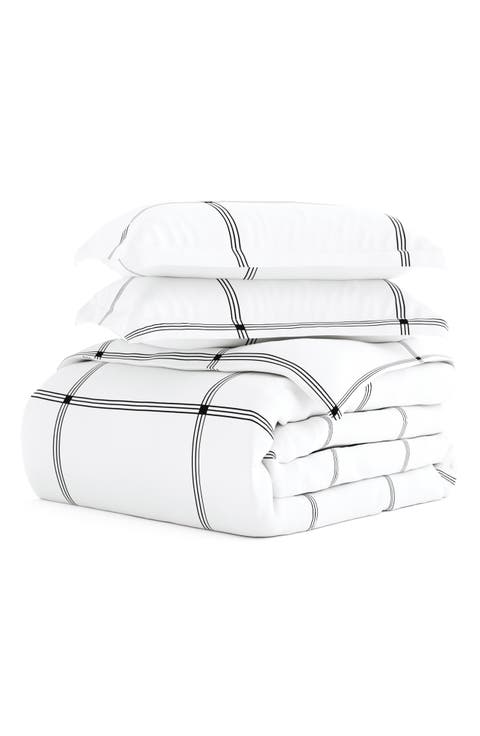 Premium Ultra Soft Grid 3-Piece Duvet Cover Set