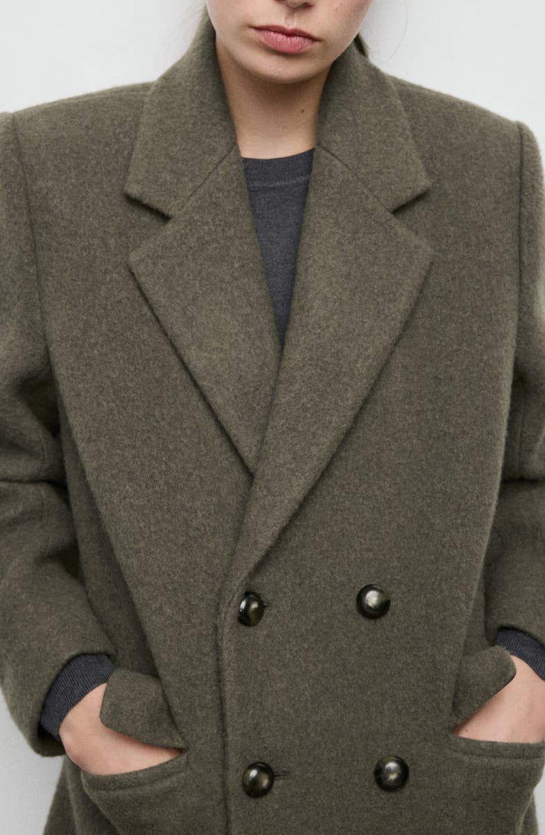 MANGO Double Breasted Wool Blend Coat, Alternate, color,