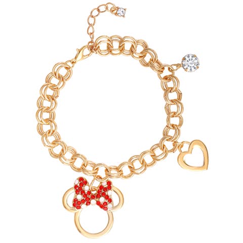Minnie Mouse Bow Charm Bracelet, 7 +1'' Chain