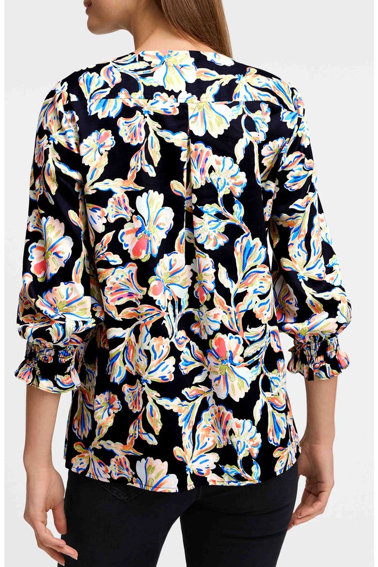 Alicia Floral Cotton Popover Top, Alternate, color, BLACK MULTI