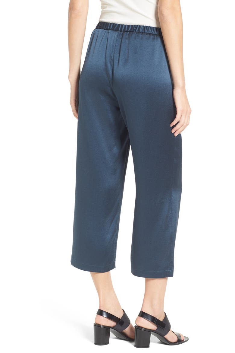 Silk Satin Crop Pants, Alternate, color, FIR