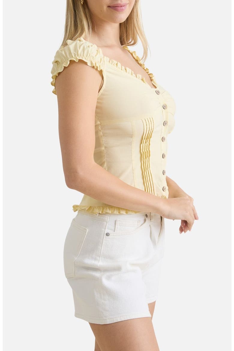 Cap Sleeve Button Top, Alternate, color, BUTTER YELLOW
