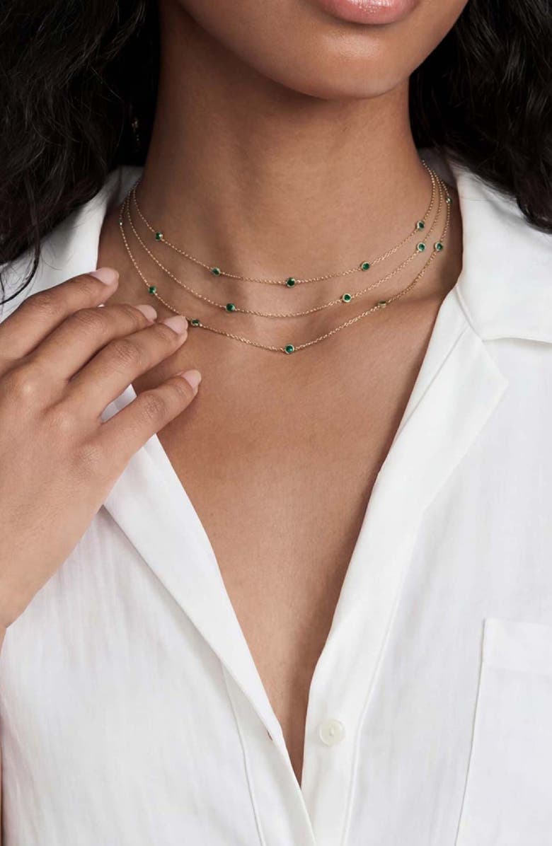 Ettika Crystal Station Layered Necklace, Alternate, color, Green