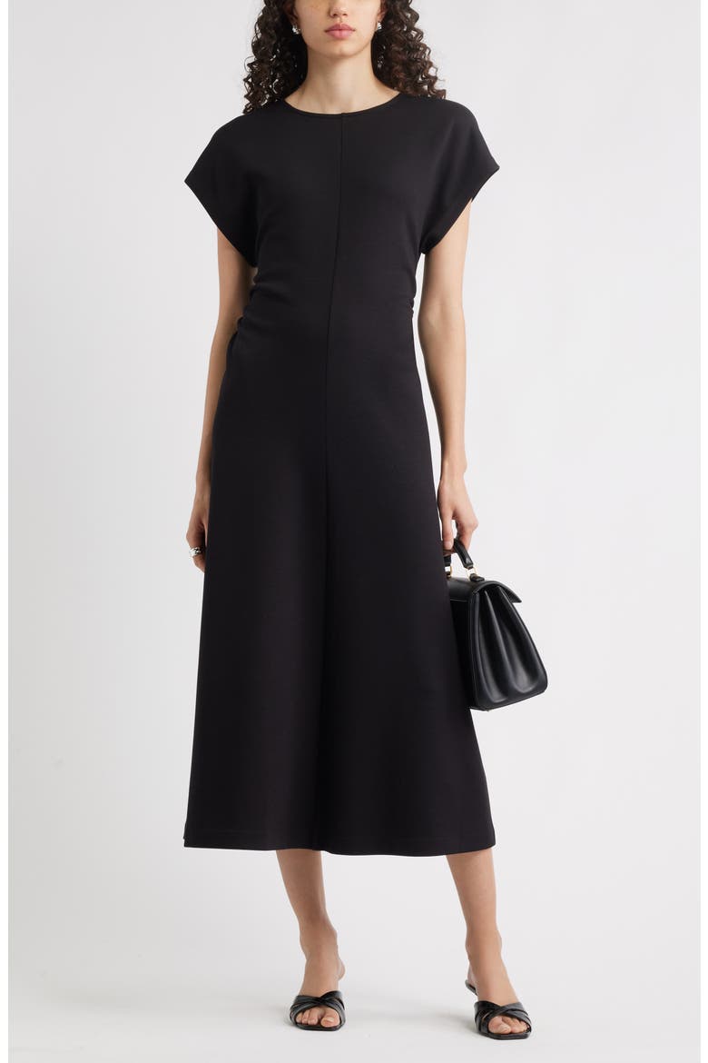 Crewneck Midi Dress, Alternate, color, BLACK