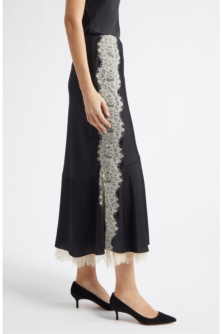 Esme Satin Liore Skirt, Alternate, color, BLACK/ GARDENIA