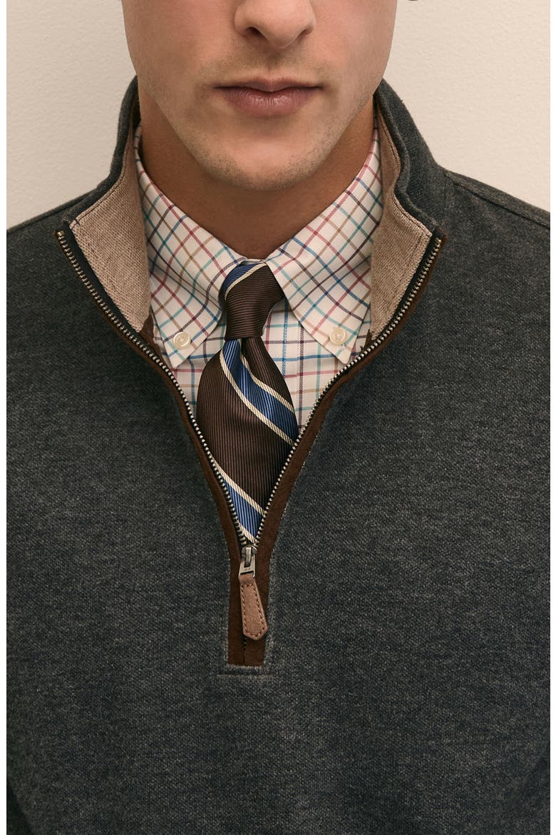 Double Face Pique Half Zip Pullover, Alternate, color, CHARCOAL/ NAVY